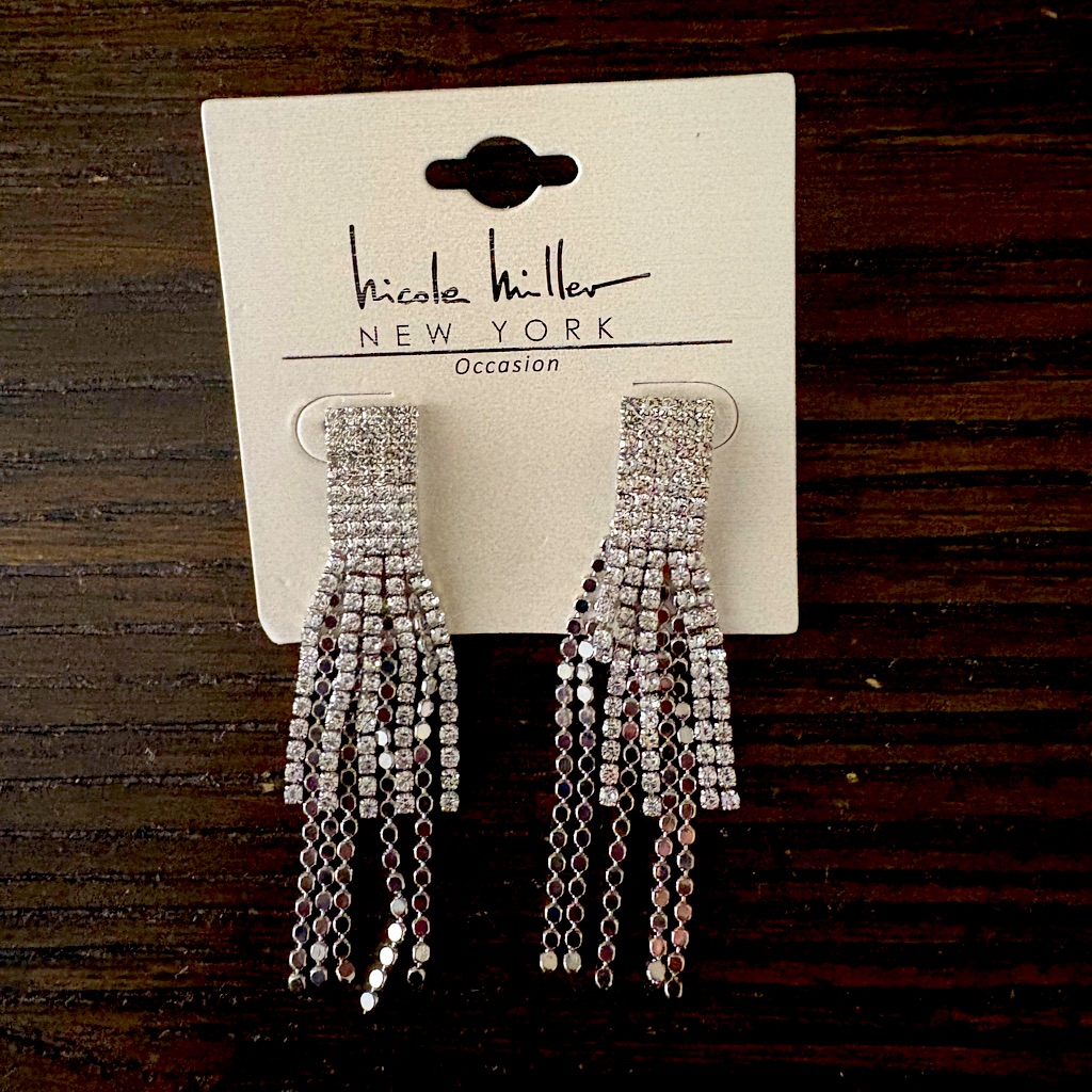 New Nicole Miller Silver Dangle Earrings